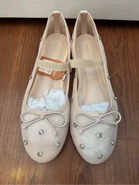 Project Cloud Embellished Ballet Flats in Light Beige